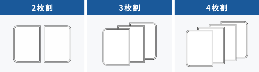 2枚割、3枚割、4枚割