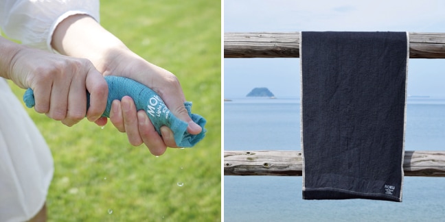 [タオルの絞りと乾燥の様子]